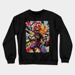 Battle Scarred Girl Ninja Crewneck Sweatshirt